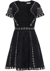 Maje Woman Ranch Eyelet-embellished Embroidered Tulle Mini Dress Black