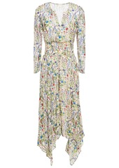 Maje Woman Rangley Asymmetric Metallic Fil Coupé Floral-print Chiffon Midi Dress Beige