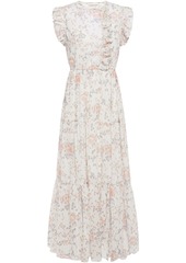 Maje Woman Rosee Ruffle-trimmed Floral-print Cotton-voile Maxi Dress Ivory