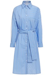 Maje Woman Roxelle Belted Striped Cotton-poplin Shirt Dress Light Blue