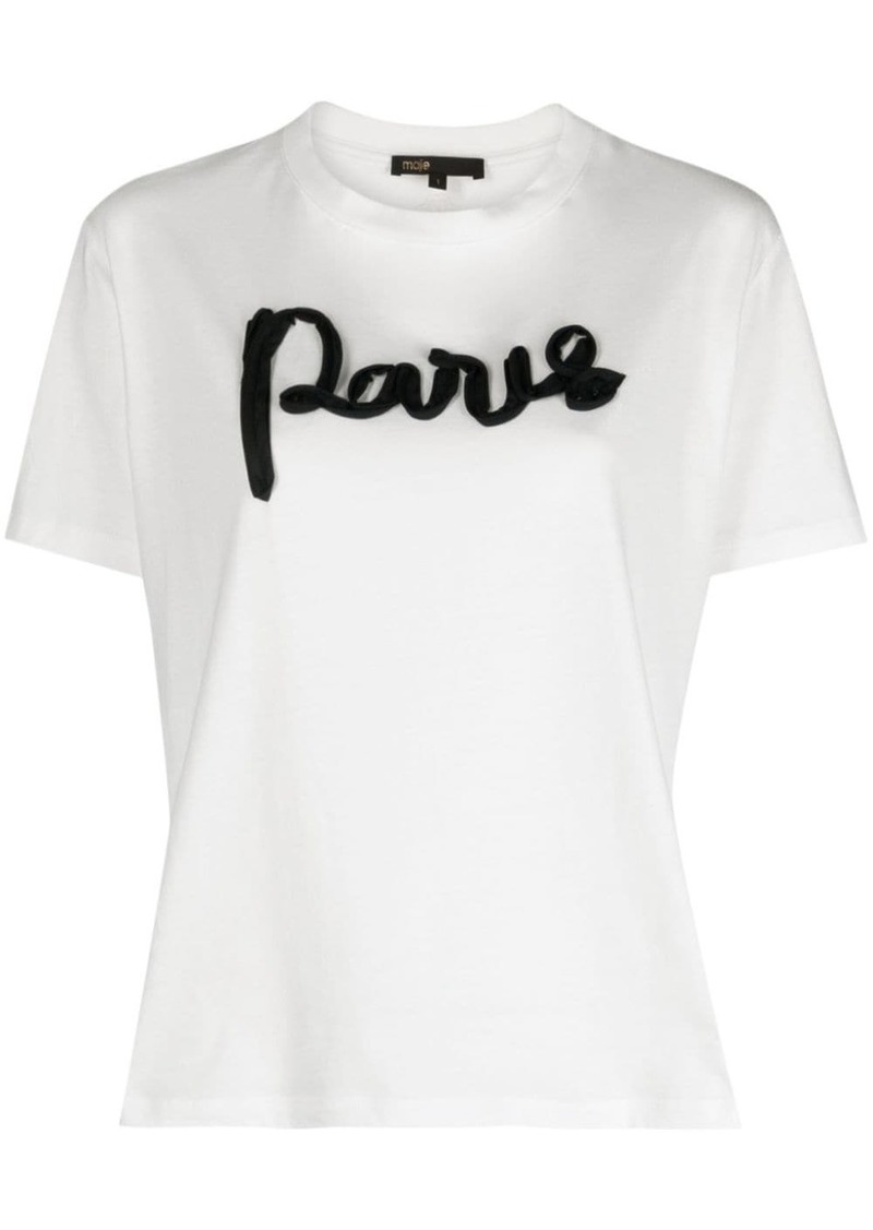 Maje Paris-appliqué cotton T-shirt