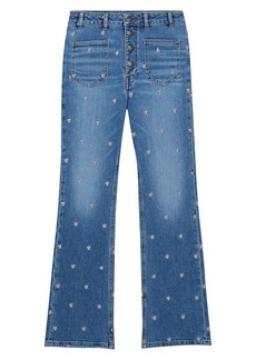 Maje Passionnel High-Rise Embroidered Stretch Flare Jeans