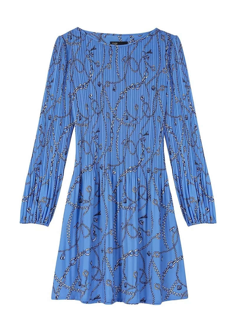 Maje Patterned Pleated Dress