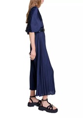 Maje Pleated Maxi Dress with Lace