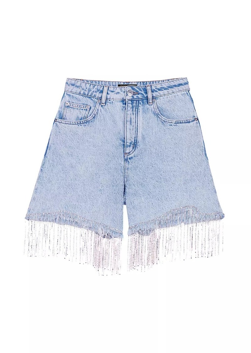 Maje Rhinestone Denim Shorts