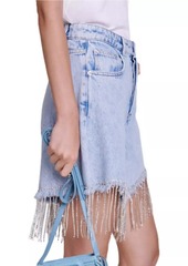 Maje Rhinestone Denim Shorts