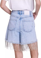 Maje Rhinestone Denim Shorts