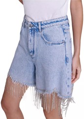 Maje Rhinestone Denim Shorts