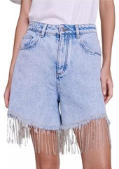 Maje Rhinestone Denim Shorts