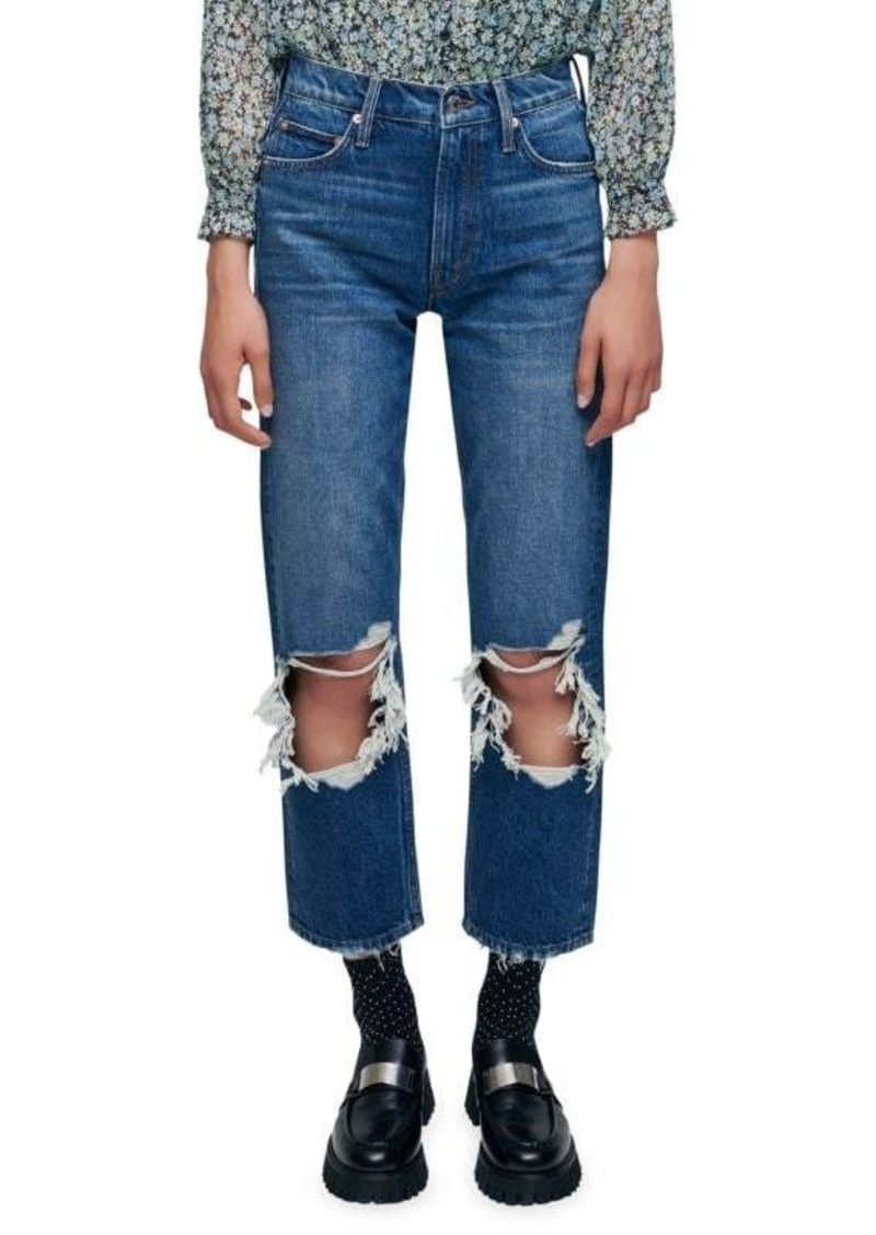 Maje Ripped High-Rise Jeans