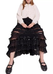 Maje Ruffled Midi Skirt
