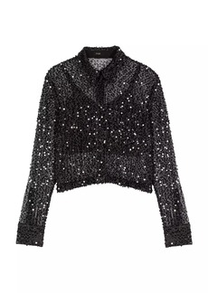 Maje Sequinned Cropped Shirt