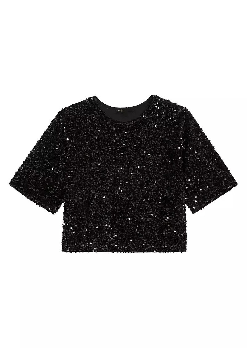 Maje Sequinned Velvet Top