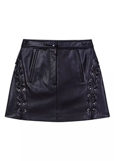 Maje Short Leather Skirt