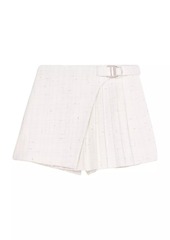 Maje Short Pleated Tweed Skirt