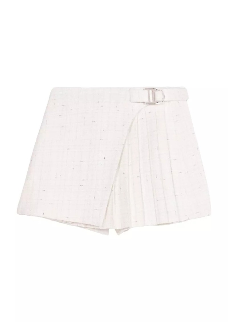 Maje Short Pleated Tweed Skirt