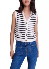 Maje Sleeveless Striped Cardigan