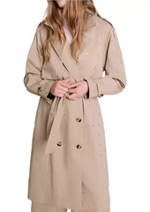 Maje Studded Elastic Waist Trench Coat