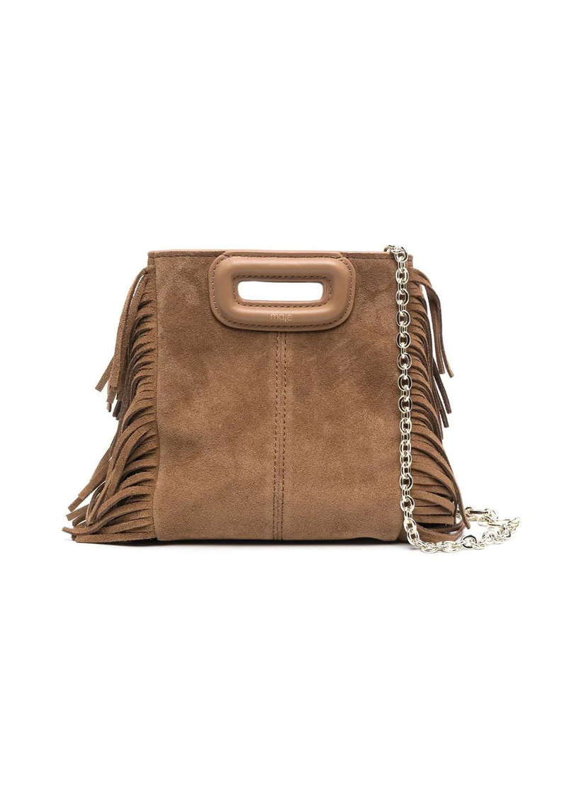 Maje mini M fringed suede tote bag