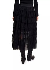 Maje Tulle Midi Skirt