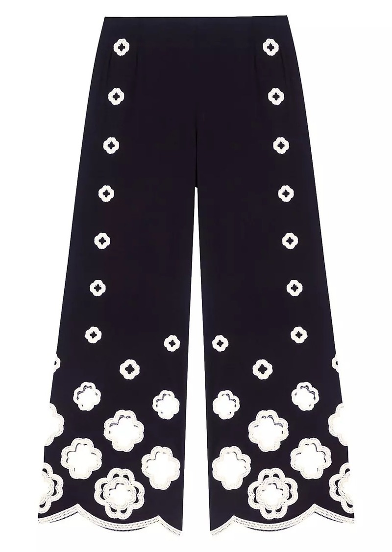 Maje Wide-Leg Crochet Trousers