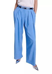 Maje Wide-Leg Suit Trousers with Pleats