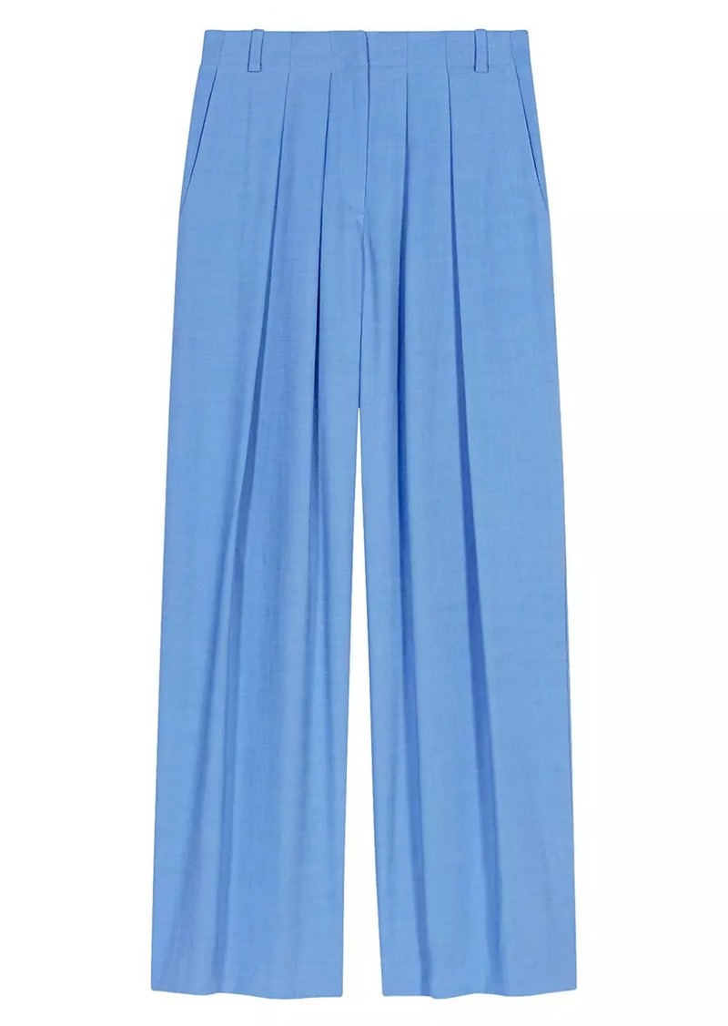 Maje Wide-Leg Suit Trousers with Pleats