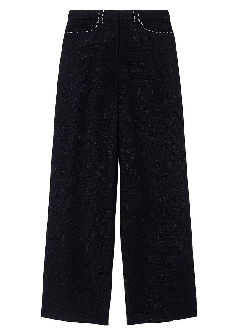 Maje Wide-Leg Tweed Trousers