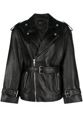 Maje belted leather jacket