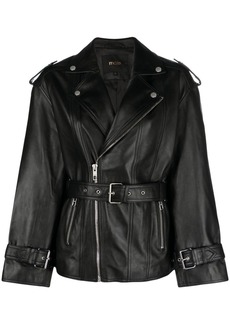 Maje belted leather jacket