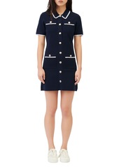 maje Roliano Short Sleeve Cotton Knit Dress in Navy at Nordstrom