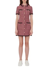 maje Tweed Front Button Minidress in Fuchsia at Nordstrom