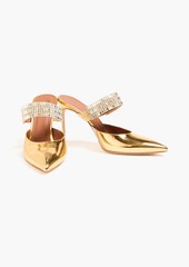 Malone Souliers - Jolie 90 embellished mirrored-leather mules - Metallic - EU 36.5