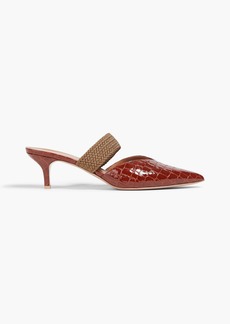 Malone Souliers - Maisie 45 cord-trimmed croc-effect leather mules - Brown - EU 37