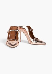 Malone Souliers - Maureen 100 metallic cracked-leather mules - Metallic - EU 36