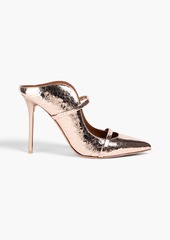 Malone Souliers - Maureen 100 metallic cracked-leather mules - Metallic - EU 36