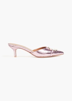 Malone Souliers - Missy 45 crystal-embellished metallic cracked-leather mules - Metallic - EU 36