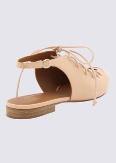 MALONE SOULIERS NOUGAT BEIGE LEATHER ALESSANDRA FLATS
