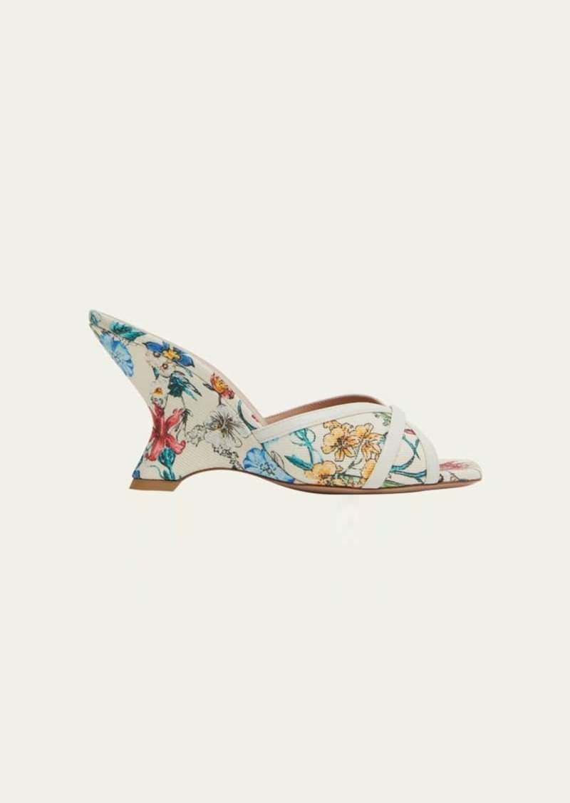 Malone Souliers Perla Floral Wedge Slide Sandals