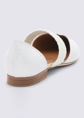MALONE SOULIERS WHITE AND SILVER LEATHER MAISIE FLATS
