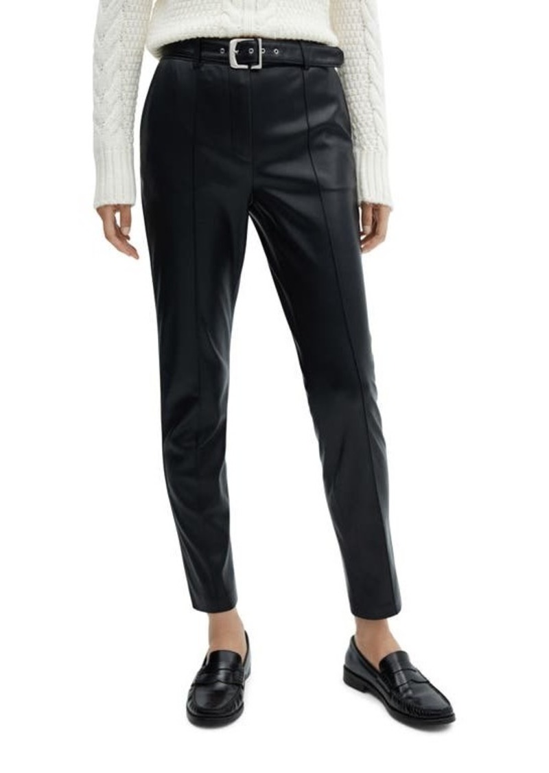 MANGO Belted Faux Leather Pants