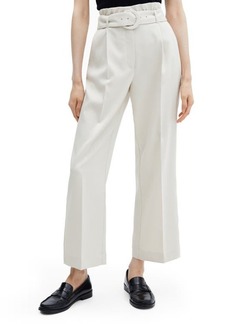 MANGO Belted Paperbag Waist Wide Leg Trousers