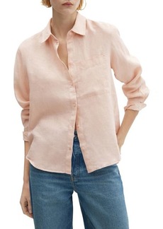 MANGO Button-Up Linen Shirt