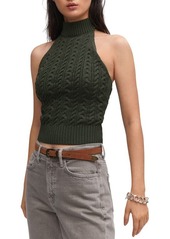 MANGO Cable Knit Halter Sweater