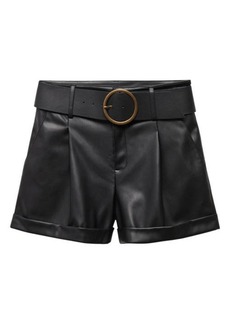 MANGO Caia Belted Faux Leather Shorts