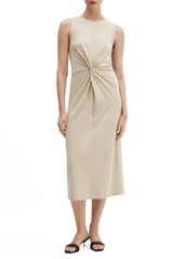 MANGO Center Knot Cotton Midi Dress