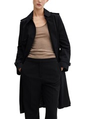 MANGO Classic Double Breasted Water Repellent Cotton Trench Coat