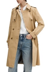 MANGO Classic Double Breasted Water Repellent Cotton Trench Coat