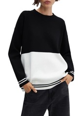 MANGO Colorblock Oversize Crewneck Sweater