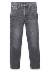 MANGO Committed Collection Fray Hem Ankle Straight Leg Jeans in Denim Grey at Nordstrom